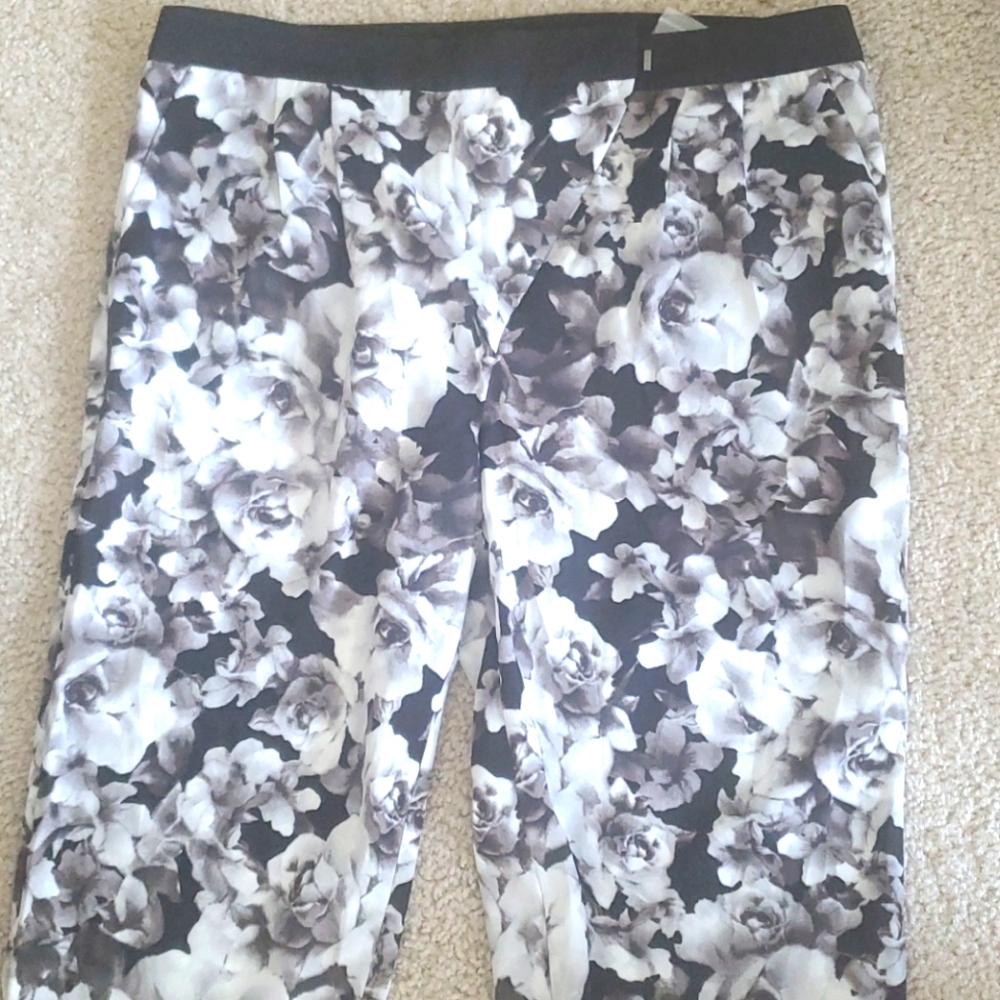 Black and white floral pants